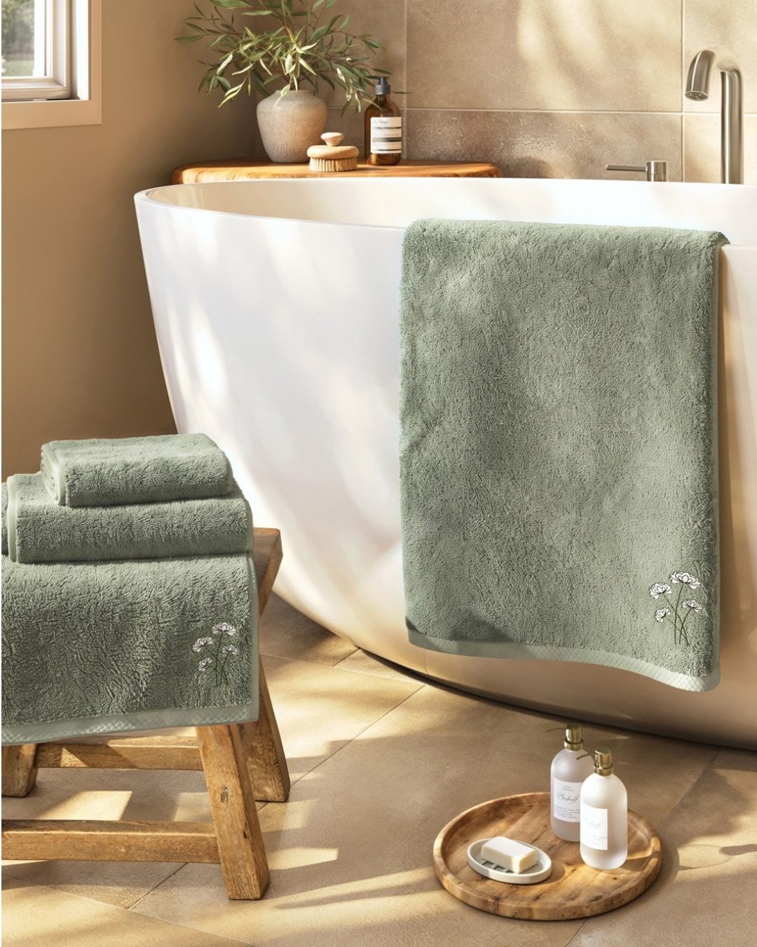 Linge de bain en coton éponge